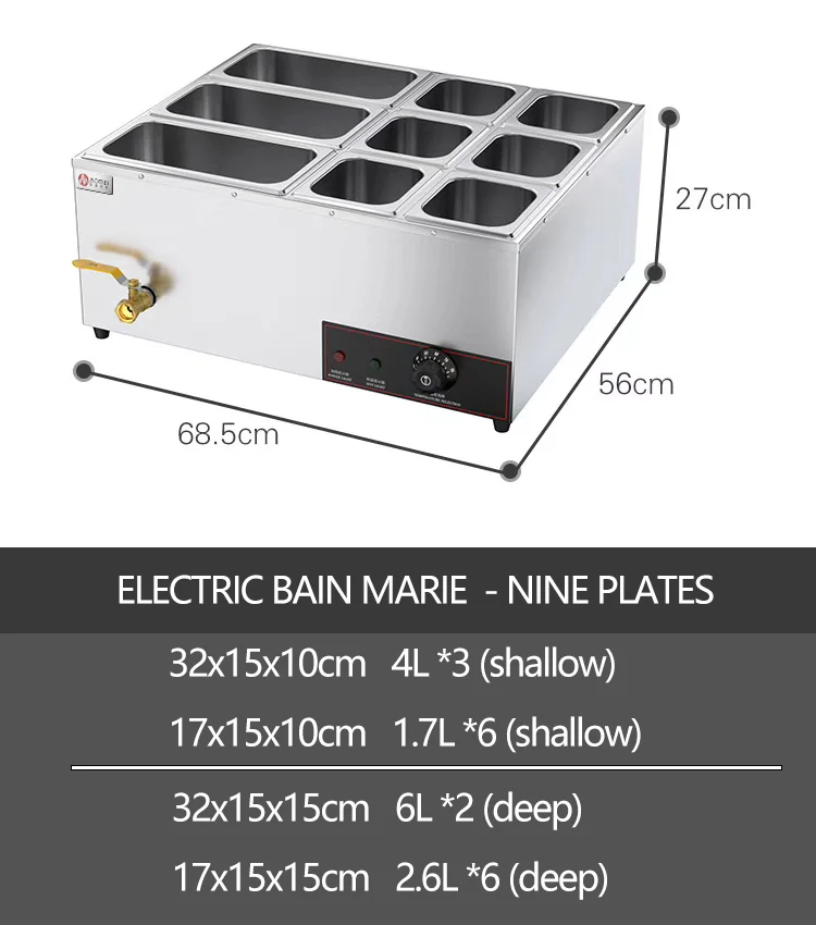 -Hotel Restaurante Refrigeraçã - Bain Marie Food Warmer avaliação e preço