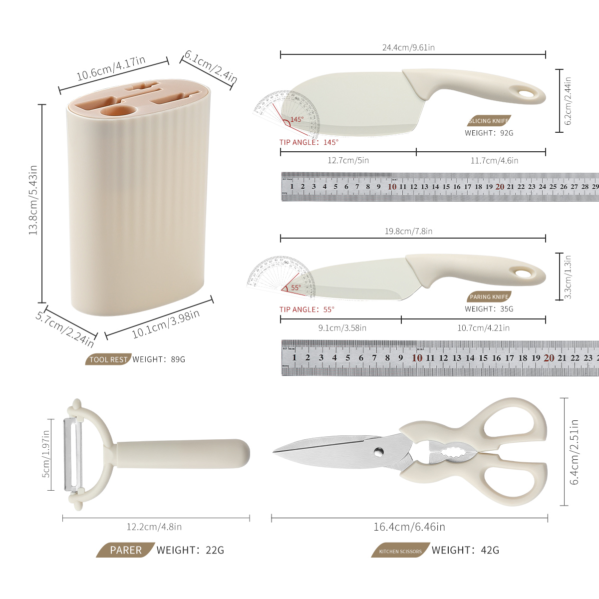 Conjunto de cinco peças de fac - Commercial Kitchen Knife Holder avaliação e preço