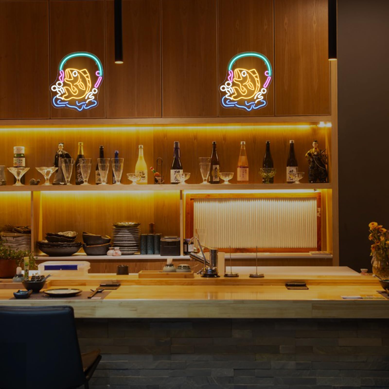 Sinal de néon de pesca peixe l - Commercial Kitchen Lighting Design avaliação e preço